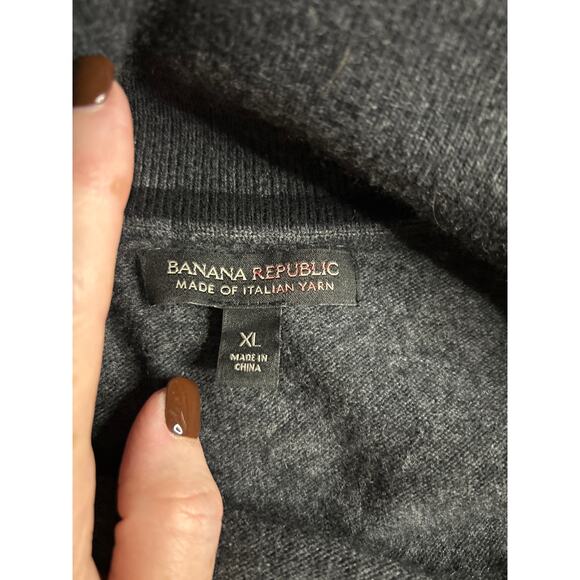 Men’s XL Gray Merona Wool Blend Sweater Snap Mock Neck Banana Republic - Picture 5 of 8